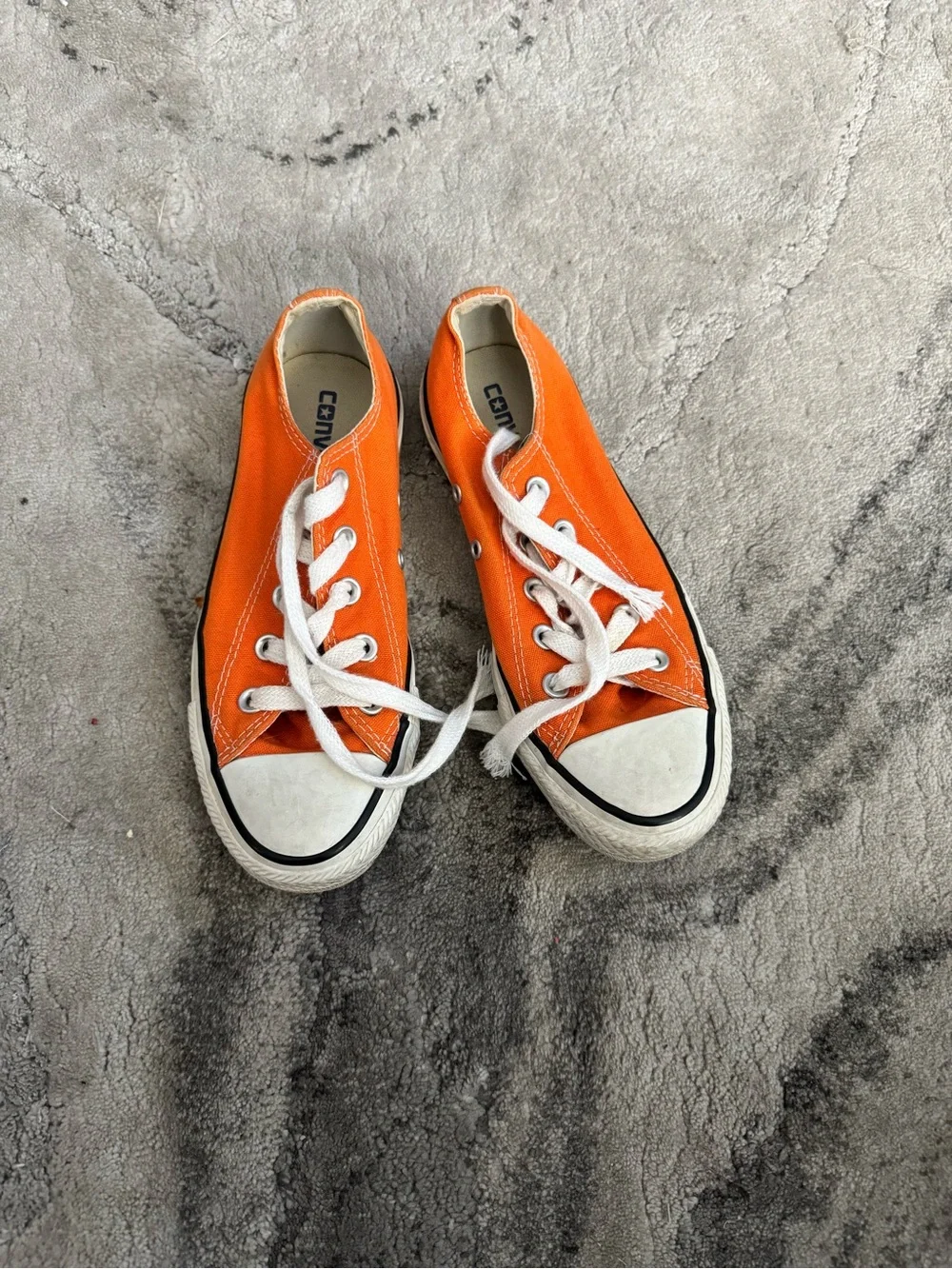 Converse Orange Low-Top Kids Sneakers with White Accents
